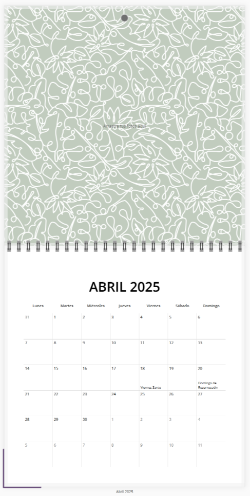 Ejemplo calendario abril 