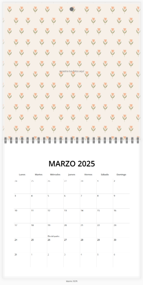 Ejemplo calendario marzo 